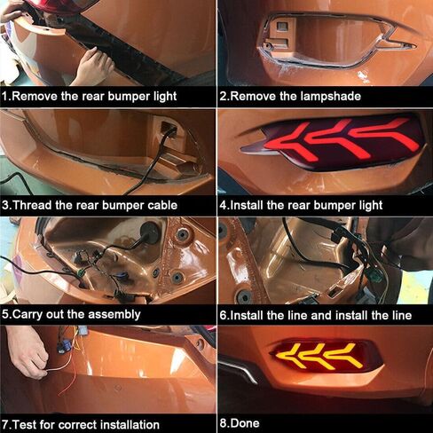 ضوء ممتص الصدمات لسيارة Honda Civic 2016-2019 LED مصباح عاكس للمصد الخلفي مع فرامل إضاءة خلفية متتابعة ديناميكية 3 ألوان وأضواء ضباب خلفية لسيارة Honda Civic Sedan، زوج واحد in Kuwait