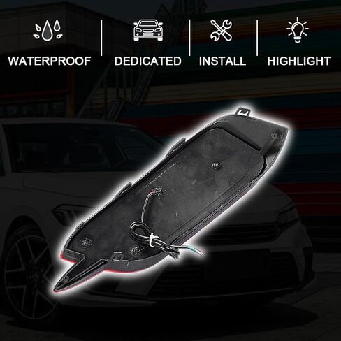 ضوء ممتص الصدمات لسيارة Honda Civic 2016-2019 LED مصباح عاكس للمصد الخلفي مع فرامل إضاءة خلفية متتابعة ديناميكية 3 ألوان وأضواء ضباب خلفية لسيارة Honda Civic Sedan، زوج واحد in Kuwait