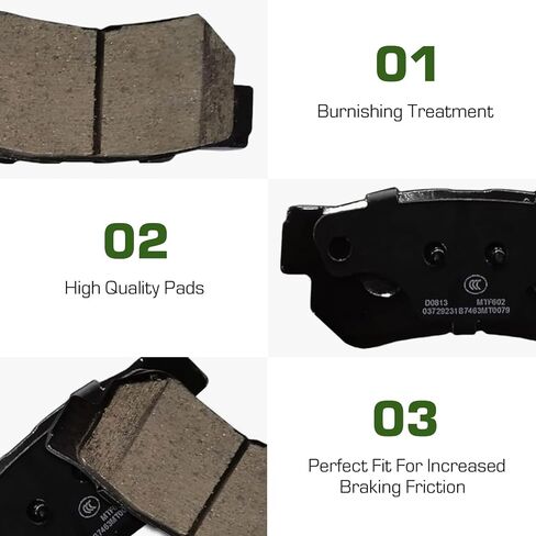 D813 وسادات فرامل قرصية خلفية من السيراميك تناسب Hyundai Azera 06-09، Elantra 07-10، Sonata 99-08، XG300 01، XG350 02-05، Santa Fe 04، Tucson 05-09 | لكيا أمانتي 04-06، أوبتيما 01-10 سبورتاج 05-10 in Kuwait