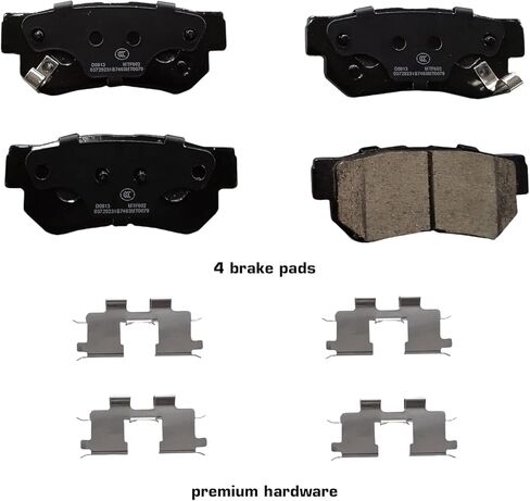 D813 وسادات فرامل قرصية خلفية من السيراميك تناسب Hyundai Azera 06-09، Elantra 07-10، Sonata 99-08، XG300 01، XG350 02-05، Santa Fe 04، Tucson 05-09 | لكيا أمانتي 04-06، أوبتيما 01-10 سبورتاج 05-10 in Kuwait