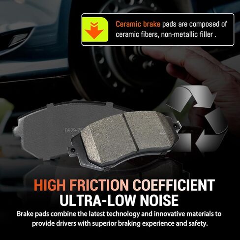 Front and Rear Ceramic Brake Pads Kits with Hardware Set, Compatible with 2014 2015 2016 Kia Soul (D1397, D1544) in Kuwait