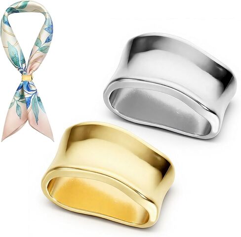 2 Pcs Oblate Silk Scarf Clip Ring Minimalist Geometric Silk Scarves Shawl Clip for Women Metal Shawl Scarves Buckle Gold and Silver Shawls Slide Buckle Fashion Sliding Scarve Ring Brooches in Saudi Arabia