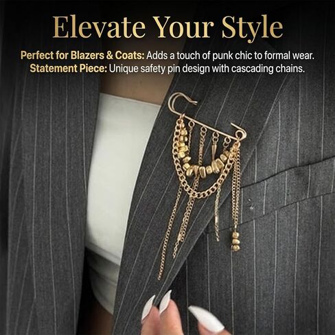 Irregular Bead Tassel Metal Chain Brooch Gold Multi Layer Chains Broches Y2K Punk Broach Pendant Tassel Decorative Brooches And Pins For Women Men Suit Full Dress Clothing Goth Fashion Accessories in Saudi Arabia