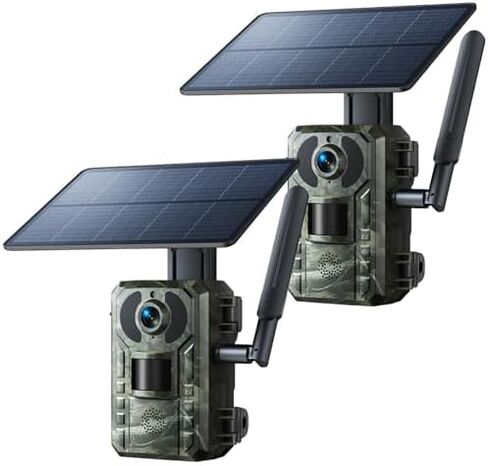 VOOPEAK Trail Camera 2 Pack، كاميرات الحياة البرية 2K 36MP كاميرا ألعاب بفاصل زمني مع بطاقات SD سعة 32 جيجابايت، وقت الزناد السريع للرؤية الليلية بالأشعة تحت الحمراء يتم تنشيط حركة الرؤية الليلية لمراقبة الصيد في الهواء الطلق in Kuwait