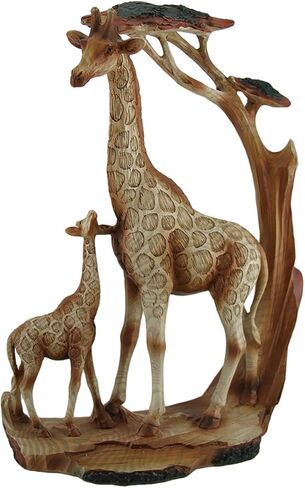 Zeckos Giraffe Family Carved Wood Look Resin Statue in Saudi Arabia