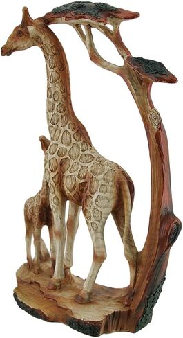 Zeckos Giraffe Family Carved Wood Look Resin Statue in Saudi Arabia