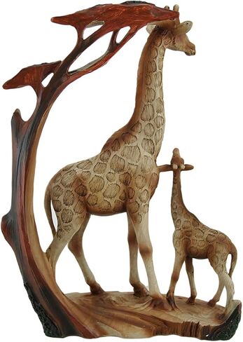 Zeckos Giraffe Family Carved Wood Look Resin Statue in Saudi Arabia