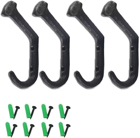 Tinsow Wall Mount Coat Hanger Hooks Rustic Farmhouse Cast Iron Towel Hanger (4) in Kuwait
