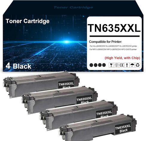 TN635XXL TN635 Black Toner Cartridge TN635XXLBK Toner Replacement for Brother HL-L8430CDW L8430CDWT L8570CDW MFC-L8930CDW MFC-L8970CDW MFC-EX575 Printer(4 Black,High Yield) in Kuwait