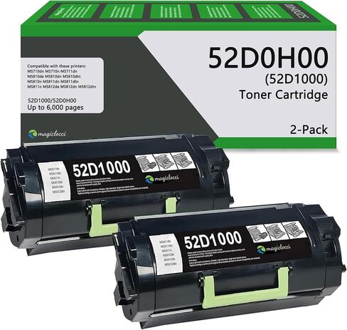 خرطوشة حبر سوداء عالية الإنتاجية 52D1000 (عبوة من قطعتين) بديلة لخرطوشة حبر Lexmark 52D1000 تعمل مع طابعة MS710 MS711 MS810 MS811 MS812 [6,500 صفحة/الحزمة] in Kuwait