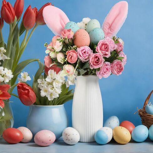9 Pcs Easter Flowers Easter Eggs Picks with Bunny Ears and Spring Flowers Bouquet 13.8 in Floral Branches Filler Vase Picks and Sprays Stems Table Centerpiece for Home Arrangement Party Decor in Saudi Arabia