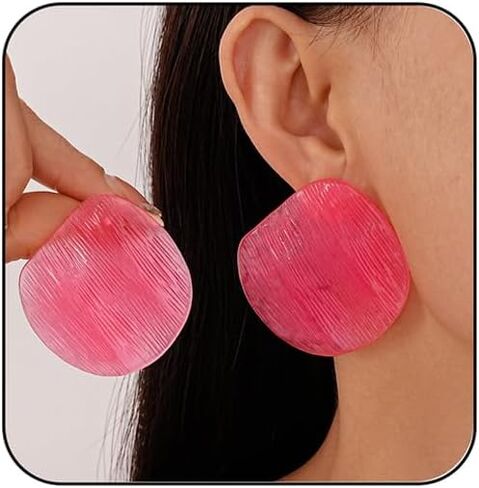 Color Resin Acrylic Earrings,Vintage Candy Color Big Round Studs Earring Chunky Exaggerated Geometric Drop Earring Statement Beach Vacation Jewelry in Saudi Arabia