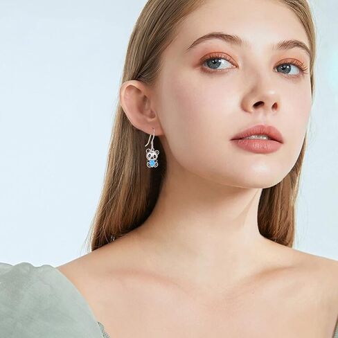 KINGWHYTE Panda Earrings 925 Sterling Silver Opal Drop Earrings Panda Dangle Earrings Cute Animal Jewelry Birthday Christmas Gifts for Women in Kuwait