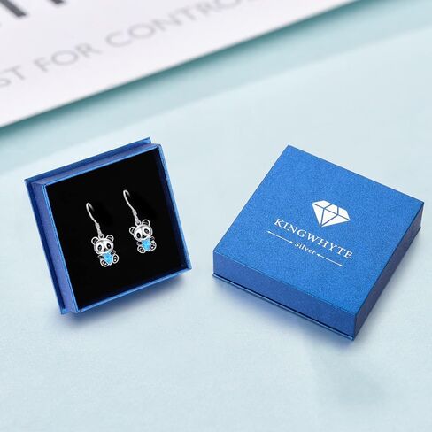 KINGWHYTE Panda Earrings 925 Sterling Silver Opal Drop Earrings Panda Dangle Earrings Cute Animal Jewelry Birthday Christmas Gifts for Women in Kuwait