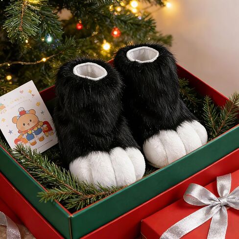 whitefeather Cat Paw Slippers for Adults – Tall 40cm Outdoor Boots with Non-Slip Sole, Warm Furry Winter & Halloween Shoes in Kuwait