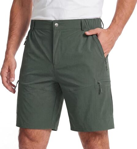 Men's Hiking Cargo Shorts Lightweight Quick Dry Outdoor Stretch Waist Fishing Shorts with Zipper Pockets in Saudi Arabia