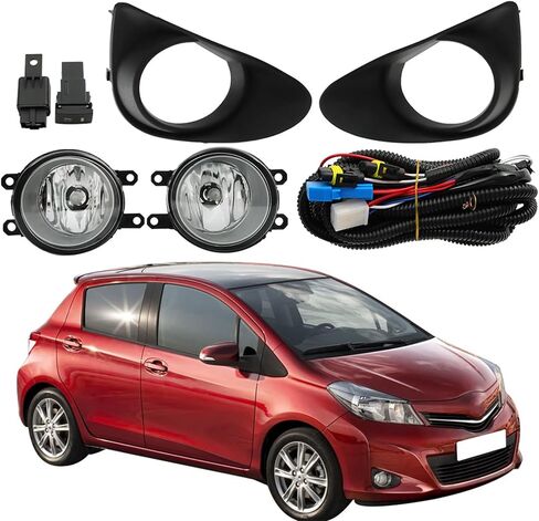 Silscvtt 2 قطعة استبدال مصابيح الضباب لـ Yaris 2012-2014 عدسة شفافة مع المصد الأمامي الحافة أسلاك التبديل لمبات الجانب الأيسر + الأيمن in Saudi Arabia