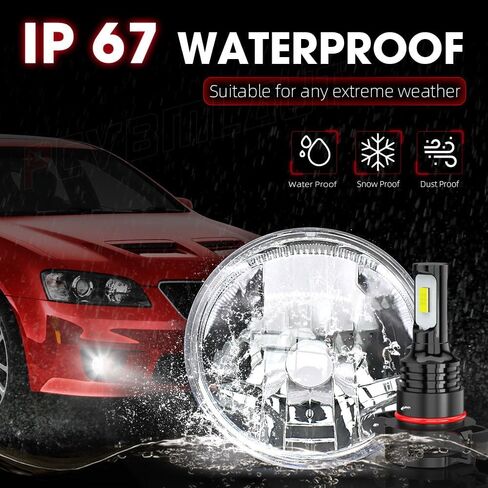 مجموعة مصابيح الضباب + مصابيح LED متوافقة مع Pontiac G6 G8 2008 2009 2010، عدسة شفافة 6000K أضواء بيضاء فائقة السطوع، سطوع 300%، استبدال مباشر، حزمة من 4 in Kuwait