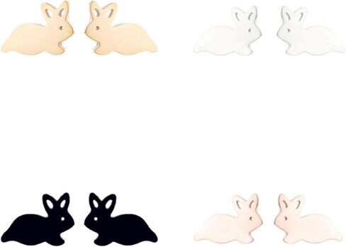 Tiny Rabbit Bunny Stud Earrings Stainless Steel Lovely Cute Hare Animal Pets Carrot Lightweight Small Earrings for Women Minimalist Happy Easter Spring Holiday Birthday Christmas Trendy Jewelry Gifts in Saudi Arabia