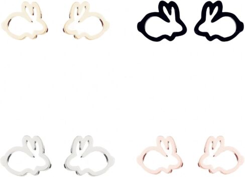 Tiny Rabbit Bunny Stud Earrings Stainless Steel Lovely Cute Hare Animal Pets Carrot Lightweight Small Earrings for Women Minimalist Happy Easter Spring Holiday Birthday Christmas Trendy Jewelry Gifts in Saudi Arabia
