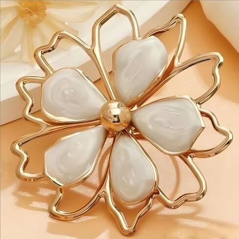 Trendy Large Chunky Gold Flower Enamel Petal Earrings for Women, Unique Statement White Purple Floral Stud Earring Y2K Holiday Prom Party Jewelry Gift in Saudi Arabia