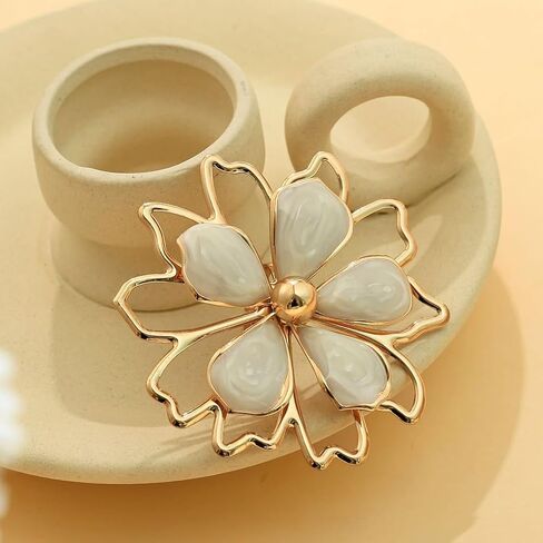 Trendy Large Chunky Gold Flower Enamel Petal Earrings for Women, Unique Statement White Purple Floral Stud Earring Y2K Holiday Prom Party Jewelry Gift in Saudi Arabia