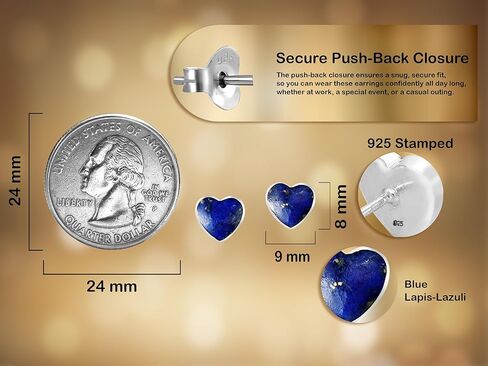 AeraVida Cute Love-Inspired Hearts Blue Lapis-Lazuli in Sterling Silver Post Stud Earrings | Versatile Casual Fashion with a Trendy Romantic Vibe | Sterling Silver and Lapis-Lazuli Jewelry in Saudi Arabia