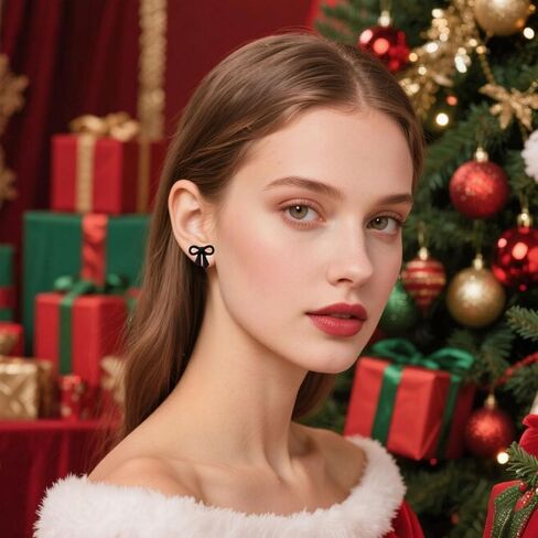 Bow Earrings for Women Elegant Bow Stud Earring Vintage Ribbon Earrings Christmas Ribbon Earring Xmas Decorations Stocking Stuffers Best Christmas Gifts 2025 in Saudi Arabia