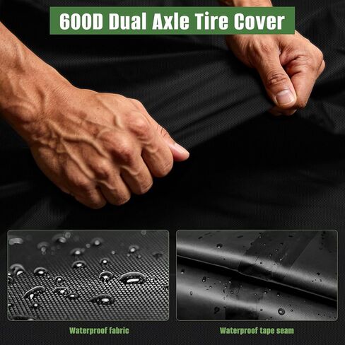 عبوة واحدة من أغطية إطارات RV، غطاء عجلة مزدوج المحور يناسب إطارات بقطر 27 بوصة - 30 بوصة، أغطية إطارات مزدوجة أكسفورد 600D للتخييم SUV/RV/مقطورة/شاحنة in Kuwait
