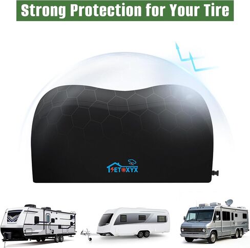 عبوة واحدة من أغطية إطارات RV، غطاء عجلة مزدوج المحور يناسب إطارات بقطر 27 بوصة - 30 بوصة، أغطية إطارات مزدوجة أكسفورد 600D للتخييم SUV/RV/مقطورة/شاحنة in Kuwait