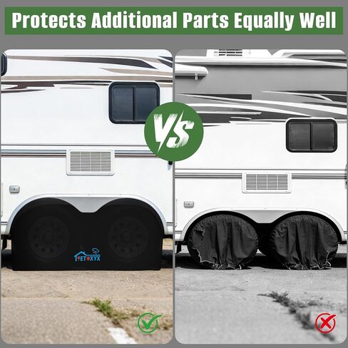 عبوة واحدة من أغطية إطارات RV، غطاء عجلة مزدوج المحور يناسب إطارات بقطر 27 بوصة - 30 بوصة، أغطية إطارات مزدوجة أكسفورد 600D للتخييم SUV/RV/مقطورة/شاحنة in Kuwait