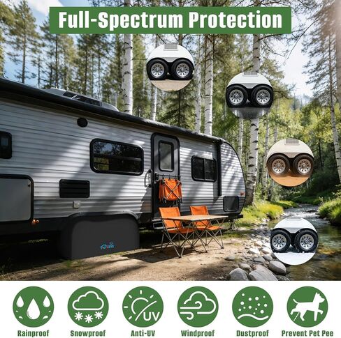 عبوة واحدة من أغطية إطارات RV، غطاء عجلة مزدوج المحور يناسب إطارات بقطر 27 بوصة - 30 بوصة، أغطية إطارات مزدوجة أكسفورد 600D للتخييم SUV/RV/مقطورة/شاحنة in Kuwait