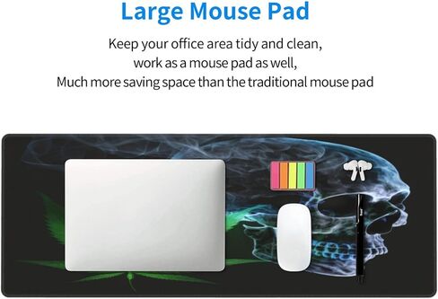 Marijuana Pot Leaf Weed Skull Mouse Pad, Large 31.5 x 11.8 in Rubber Base Keyboard Mouse Mat Desk Pad in Saudi Arabia