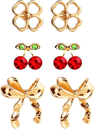 Bow Earrings for Women Elegant Bow Stud Earring Vintage Ribbon Earrings Christmas Ribbon Earring Xmas Decorations Stocking Stuffers Best Christmas Gifts 2025 in Kuwait