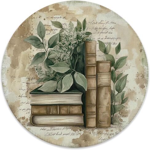 لوحة ماوس للكتب النباتية العتيقة للمكتب، لوحة ماوس عتيقة من Cottagecore Bookish للعمل وأجهزة الكمبيوتر المحمولة اللاسلكية وملحقات مكتب الكمبيوتر المحمول، هدية لقارئ الكتب، 7.9 × 7.9 بوصة in Saudi Arabia