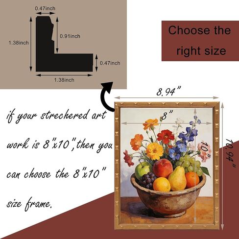 إطارات قماشية عائمة للوحات القماشية مقاس 11 بوصة × 14 بوصة، إطار قماش ذهبي، إطارات عائمة للقماش بعمق 0.6 بوصة ~ 0.9 بوصة لتزيين الحائط (ذهبي) in Kuwait