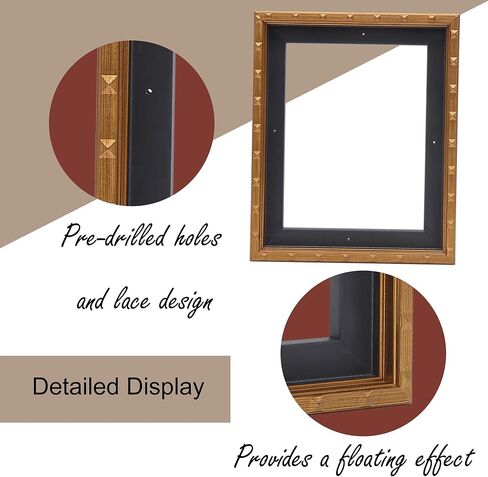 إطارات قماشية عائمة للوحات القماشية مقاس 11 بوصة × 14 بوصة، إطار قماش ذهبي، إطارات عائمة للقماش بعمق 0.6 بوصة ~ 0.9 بوصة لتزيين الحائط (ذهبي) in Kuwait