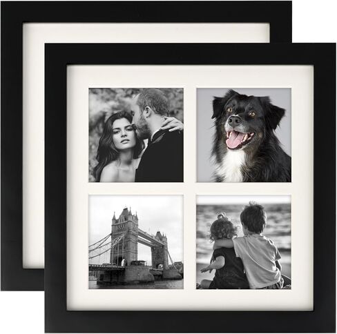 AEVETE 3x3 Picture Frame Collage 4 Opening 8x8 Picture Frames Black 2 Pack for Wall Desk in Kuwait