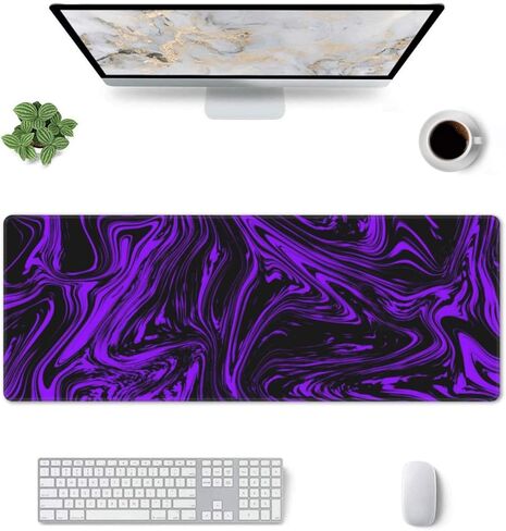 Purple and Black Mouse Pad Gaming Desk Mat Large Long Desk Pad Computer Mousepad XL Non-Slip Laptop Keyboard Mat for Office Home Travel 31.5" L*11.8" W in Saudi Arabia