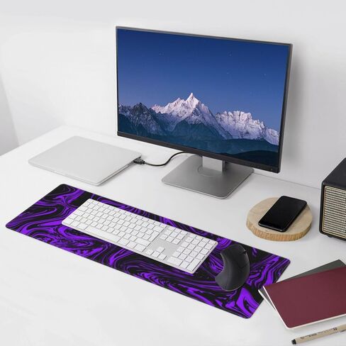 Purple and Black Mouse Pad Gaming Desk Mat Large Long Desk Pad Computer Mousepad XL Non-Slip Laptop Keyboard Mat for Office Home Travel 31.5" L*11.8" W in Saudi Arabia