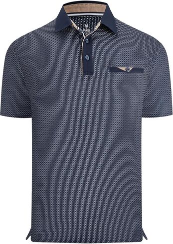 Esabel.C Men's Golf Polo Shirts Print Moisture Wicking Short Sleeve Dry Fit Stretch Polo Shirts for Men with Faux Pocket in Kuwait