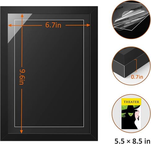tutata Theater Program Display Frame, Hold 5.5x8.5 Media, Brochure Display Frame, Wall or Tabletop Display, Black in Saudi Arabia
