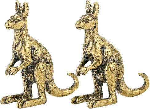 2pcs Kangaroo Figurines Kangaroo Decor Vintage Brass Sculpture Art Piece, Ideal Decor for Home, Office, Shelf, Living Room, or Desk Display in Kuwait