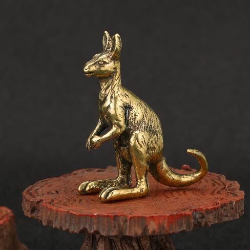 2pcs Kangaroo Figurines Kangaroo Decor Vintage Brass Sculpture Art Piece, Ideal Decor for Home, Office, Shelf, Living Room, or Desk Display in Kuwait