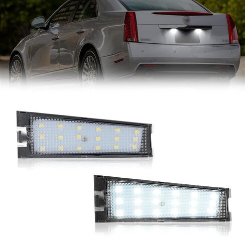 LED License Plate Light Compatible with 2008 2009 2010 Cadillac CTS, Powered by 18SMD White LED Lights ReplaceOE GM20901147 25911619, 20901148 25911620 in Saudi Arabia