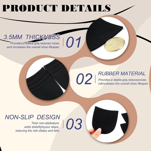 Pangda 8 Pcs Shoe Repair Rubber Heels Anti-slip Boot Heel Replacement 5/32 Inch (3.5mm) Thick Rubber Shoes Repair Pads Anti-slip Heel Pads Cuttable Boot Heels Replacement for Women & Men Boots in Saudi Arabia