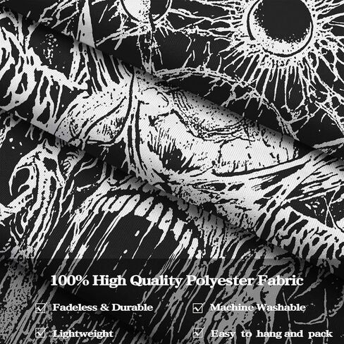 kampdream نسيج الجمجمة القوطية، أبيض وأسود الظلام شيطان الرعب الجمالية المفروشات الجدار شنقا لغرفة المعيشة النوم، 44x60 بوصة in Kuwait