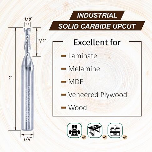 ZUQ | 5/16" Dia, Up Cut Spiral Router Bit, 1-1/8" Cutting Height, 1/2" Shank, Solid Carbide CNC Router Wood Bits for All Types of Wood | Z200-1302 (5/16) in Kuwait