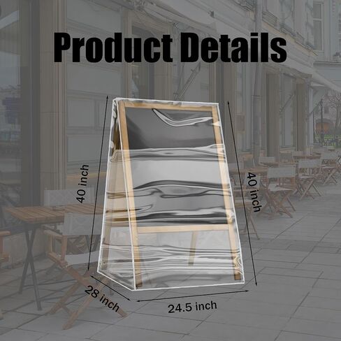 A Frame Sign Cover - Transparent Waterproof PVC 6 Mil Thick 20 x 40 Inch Chalkboard Protector for Outdoor Shop Cafe Burger Store Dustproof Snowproof in Kuwait