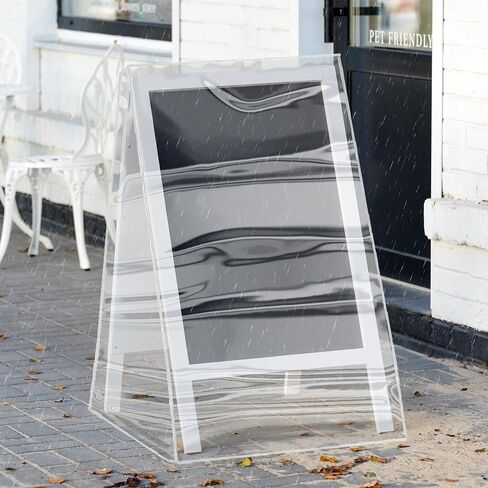 A Frame Sign Cover - Transparent Waterproof PVC 6 Mil Thick 20 x 40 Inch Chalkboard Protector for Outdoor Shop Cafe Burger Store Dustproof Snowproof in Kuwait